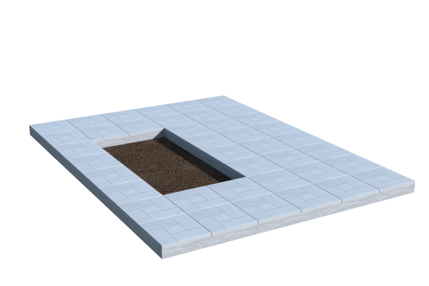 Площадки на могилу в Сургуте | Площадка с тротуарной плиткой (под цветник)