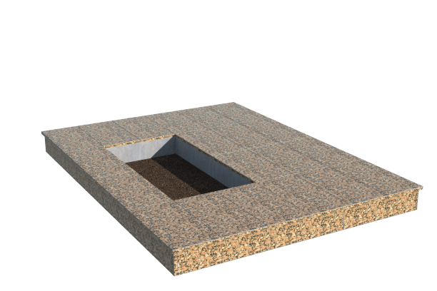 Площадки на могилу в Сургуте | Площадка с вертикальной (15 см) облицовкой Южно-султаевским гранитом (под цветник)