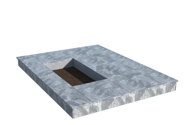 Площадки на могилу в Сургуте | Площадка с вертикальной (15 см) мраморной облицовкой (под цветник)