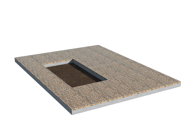 Площадки на могилу в Сургуте | Площадка с облицовкой Южно-Султаевским гранитом (под цветник)