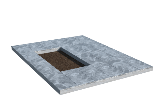 Площадки на могилу в Сургуте | Площадка с мраморной облицовкой (под цветник)