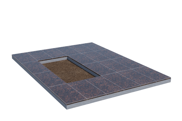 Площадки на могилу в Сургуте | Площадка с облицовкой Дымовским гранитом (под цветник)